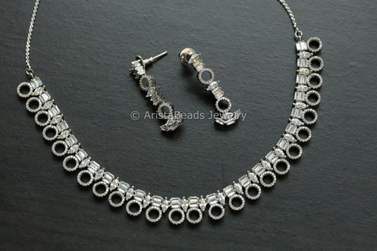 Dainty Fine CZ Necklace Set - Clear