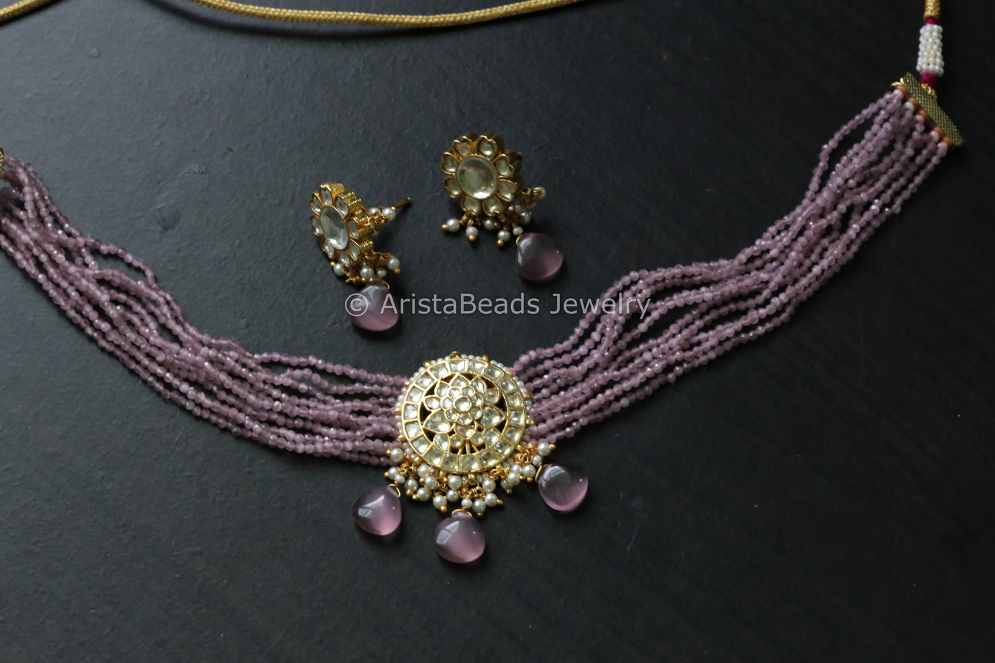 Mauve Kundan Choker Set