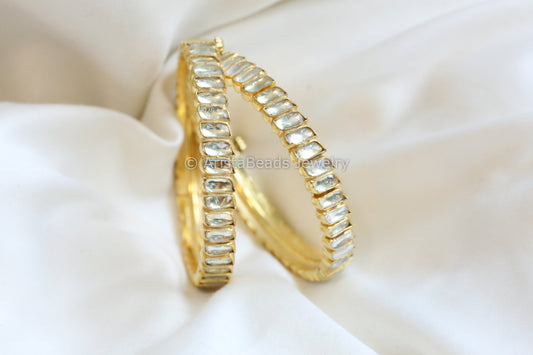 Clear Pachi Kundan Bangle Set (Openable 2.6)