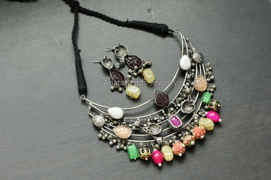 Fusion Hasli Necklace Set - Red