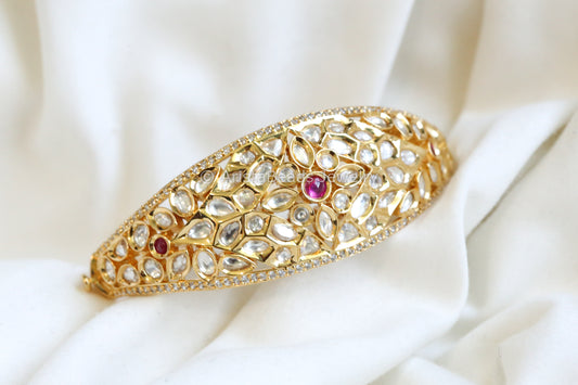 Uncut Foil Kundan Bracelet - Ruby