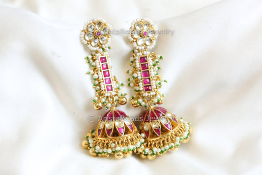 Fine Jadau Pachi Kundan Jhumka