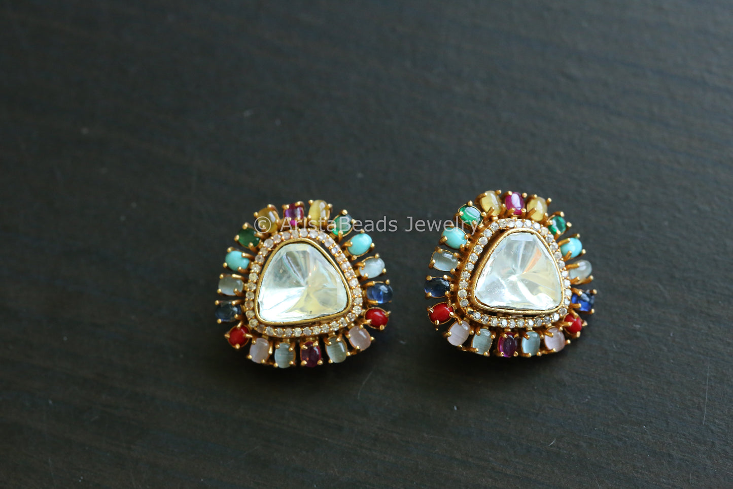 Navratan & Large Polki Studs