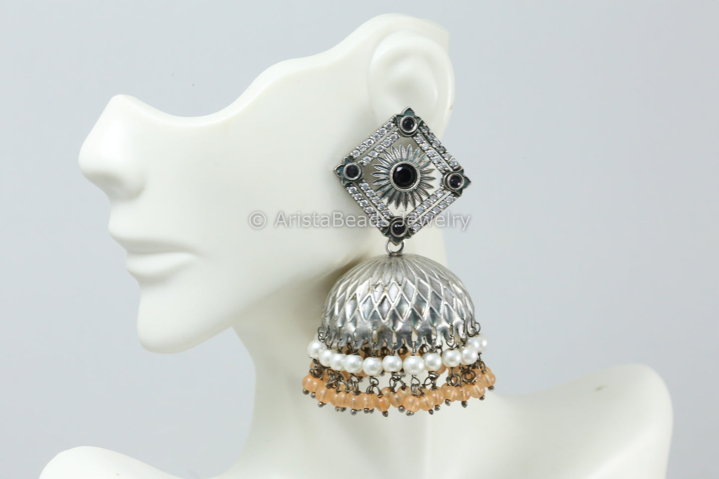 CZ Jhumka - Peach