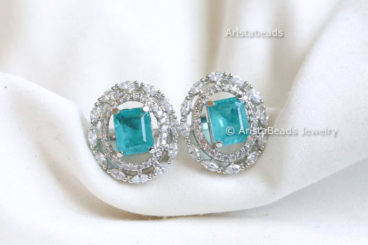 Premium Quality CZ Studs - Blue Doublet Stone