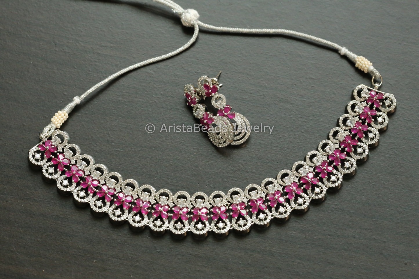 Premium Quality Ruby CZ  Necklace Set