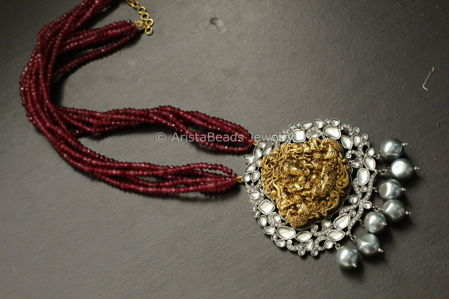 Victorian Kundan CZ Necklace - Red