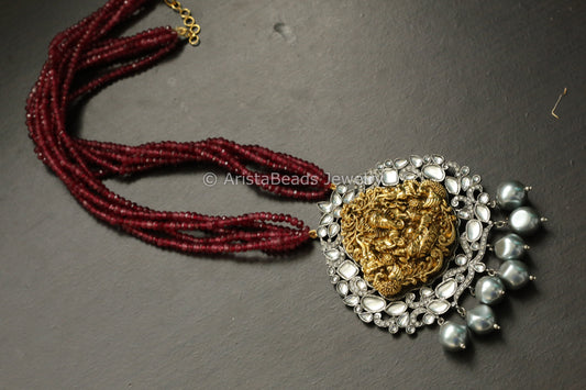 Victorian Kundan CZ Necklace - Red
