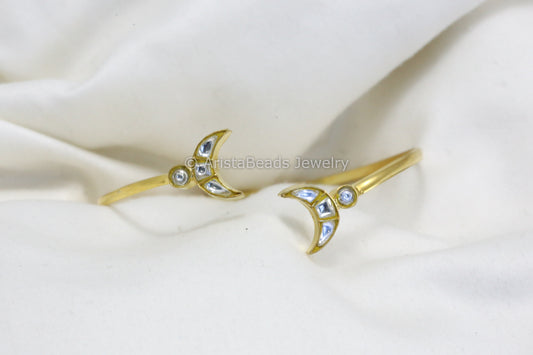 Adjustable Jadau Kundan Chand Bracelet - Clear