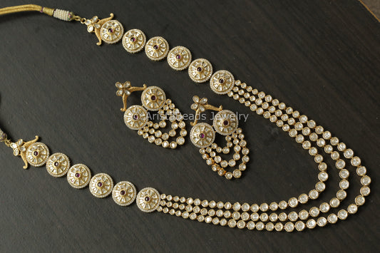 Next To Real Gram Gold Polki Necklace Set