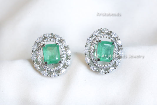 Premium Quality CZ Studs - Emerald Doublet Stone