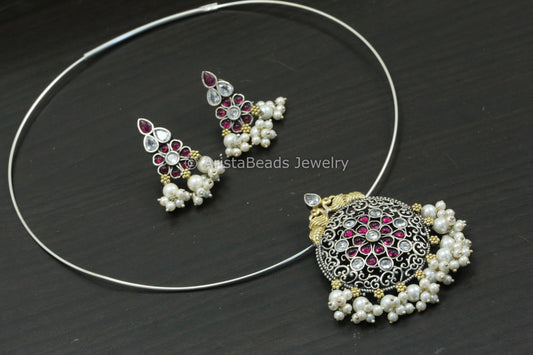 Silver Look Hasli Set - Clear Ruby