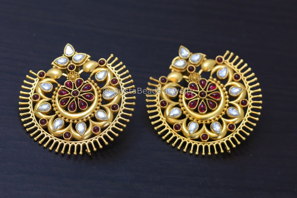 Large Matt Gold Real Look Chandbaali - Colors Available