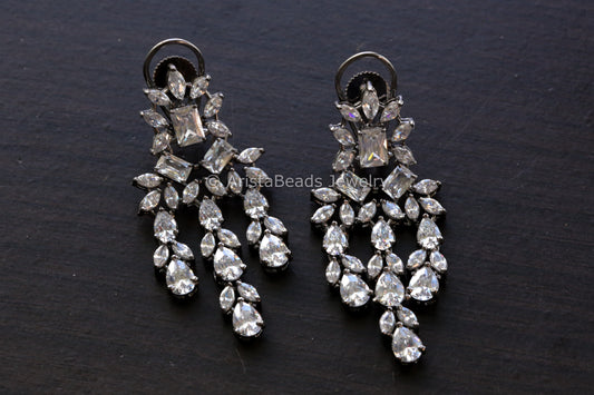 Contemporary Clear CZ Earrings