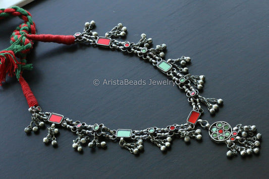 Red Green Real Glass Necklace