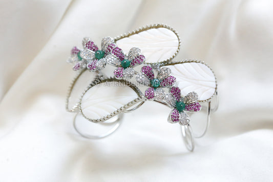 MOP & CZ Silver Bracelet (Adjustable)