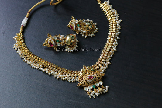 Real Gold Look Alike Pachi Kundan Necklace Set