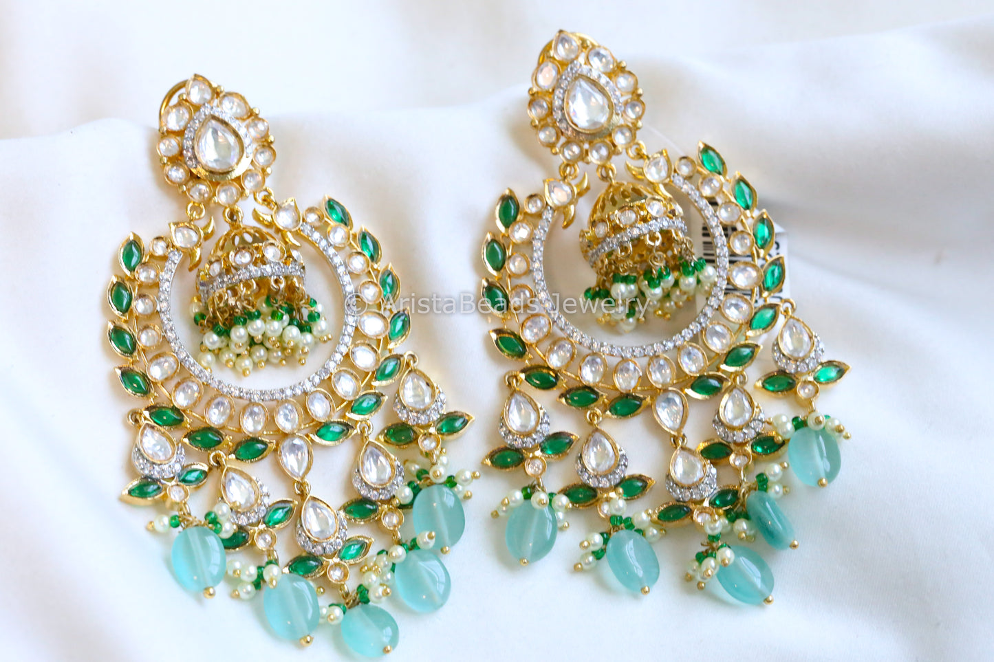 Kundan Emerald Chandbaali