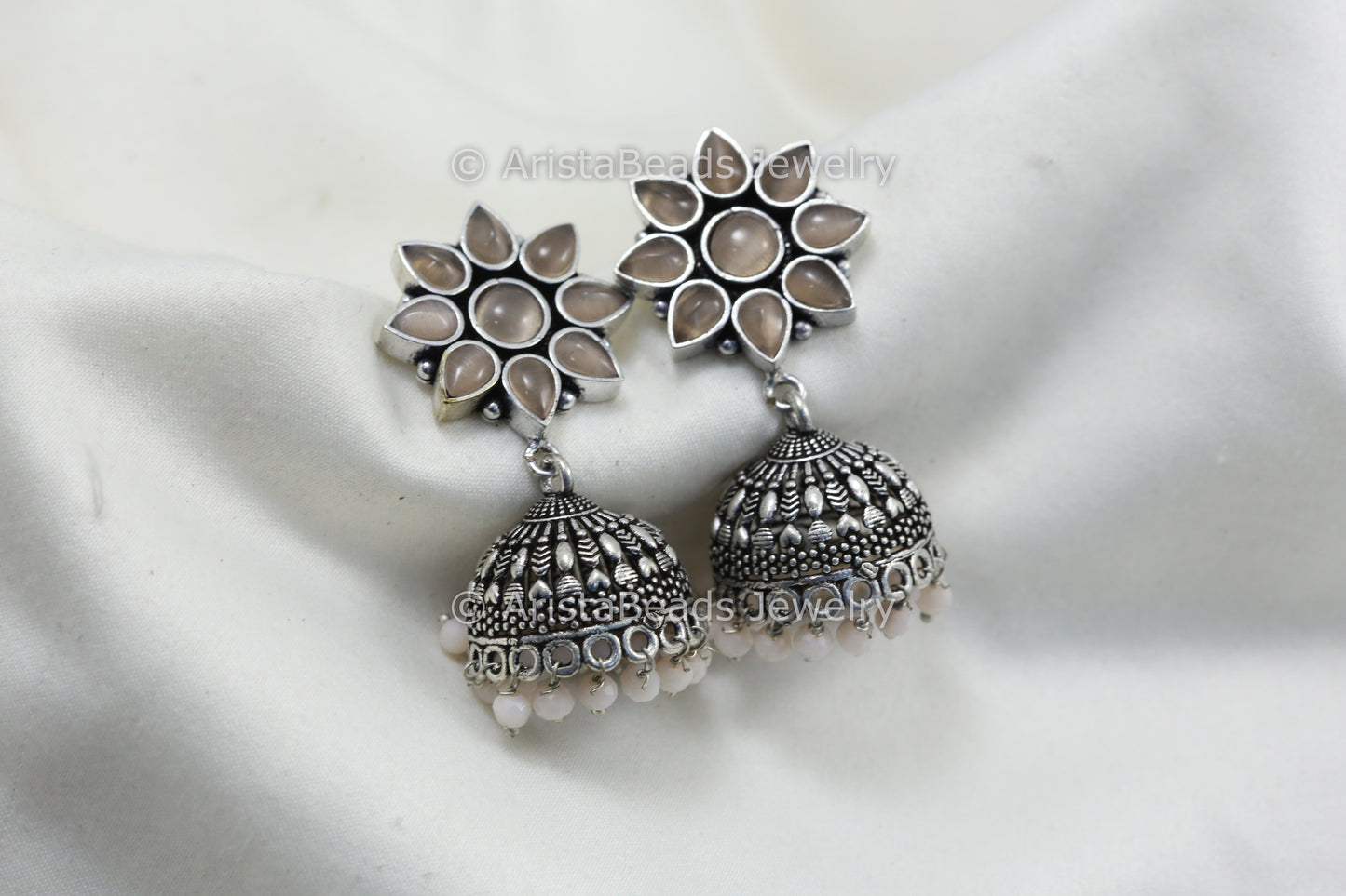 Oxidized Jhumka  - Peach