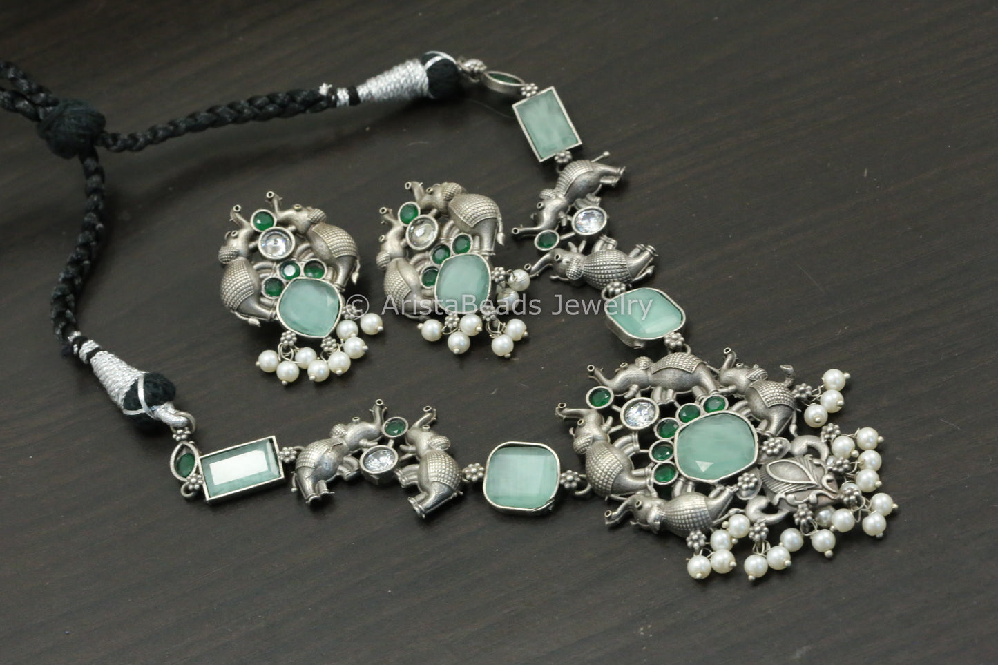 Mint Green Elephant Necklace Set