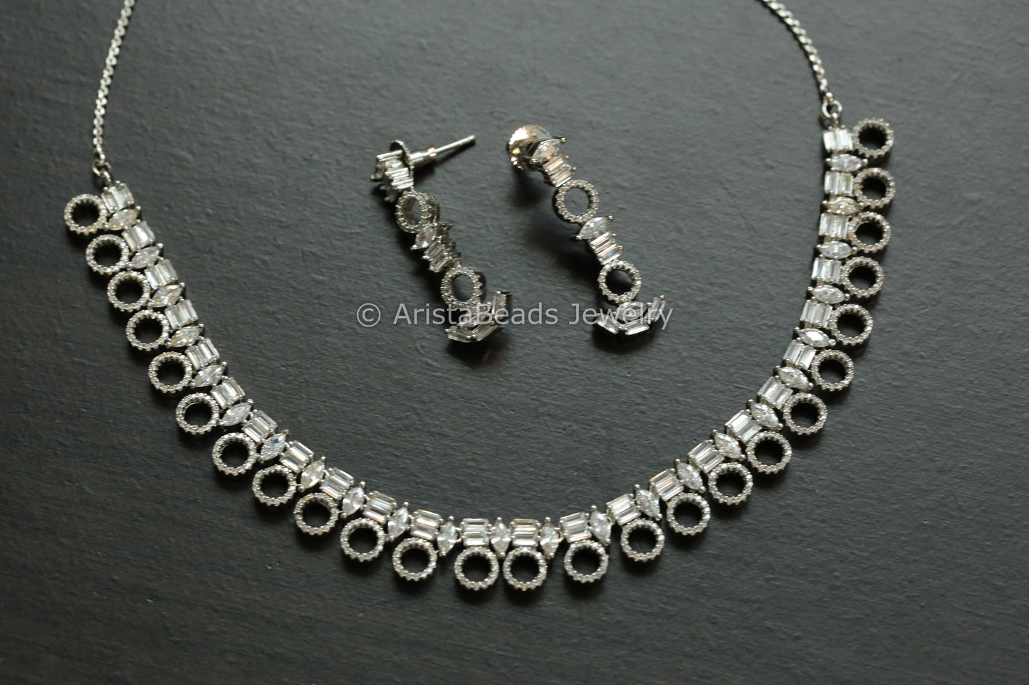 Dainty Fine CZ Necklace Set - Clear
