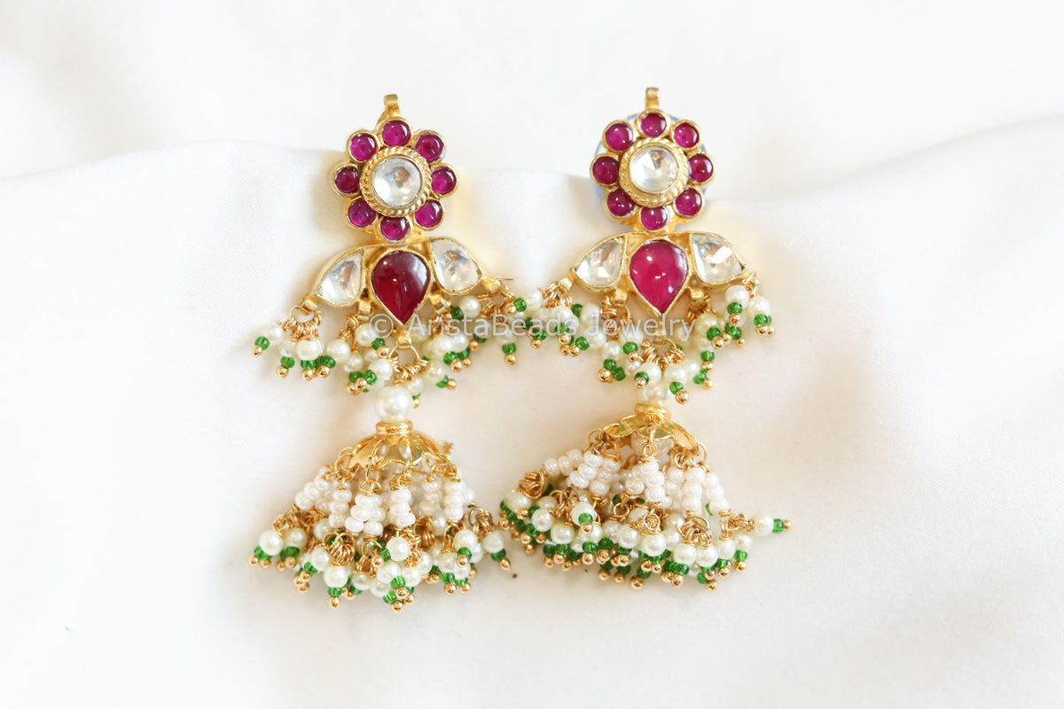 Pachi Kundan Moti Jhumka