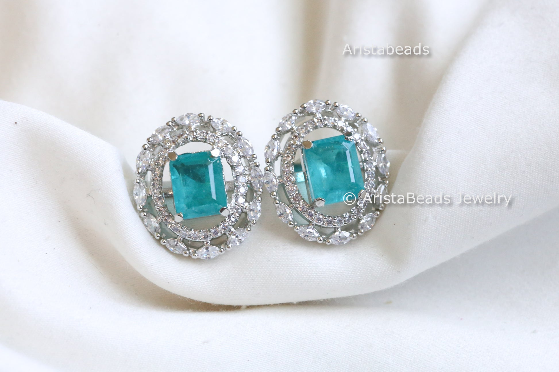 Premium Quality CZ Studs - Blue Doublet Stone