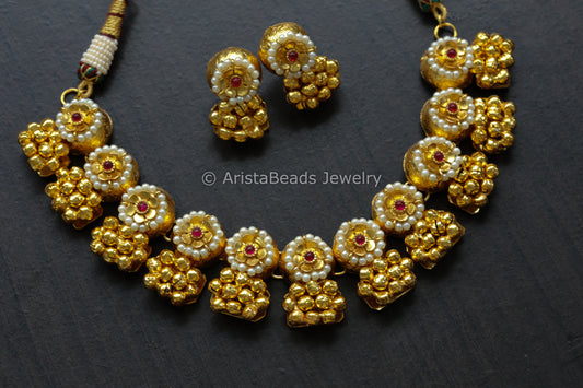 Gold Ghungroo Kemp Necklace Set