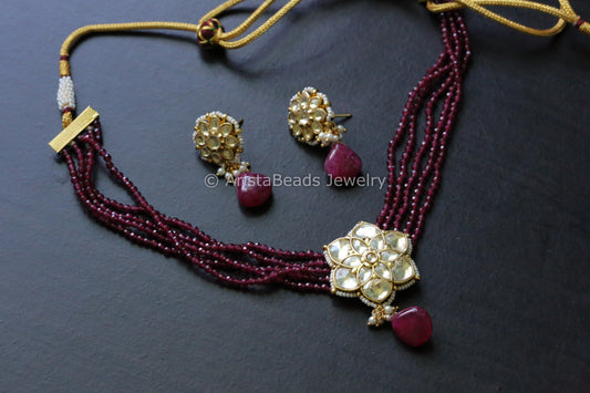 Dainty Pachi Kundan Choker Set - Ruby