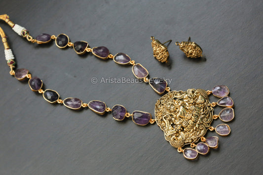 Amethyst Mala Temple Necklace