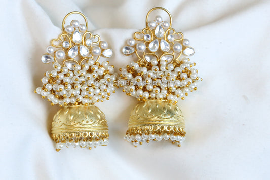 Gajra Pearls Polki Kundan Jhumka