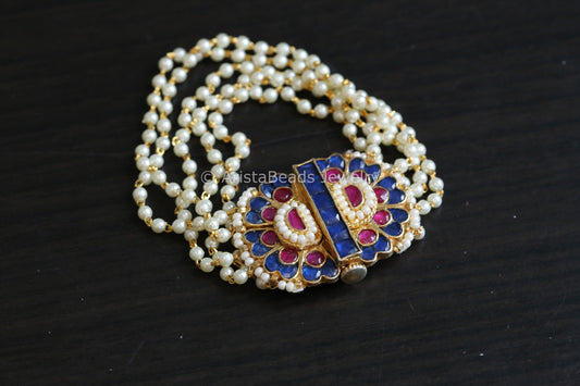 Blue Pachi Kundan Bracelet (Openable)