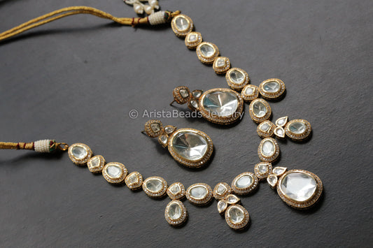 Big Polki Kundan & CZ Necklace Set