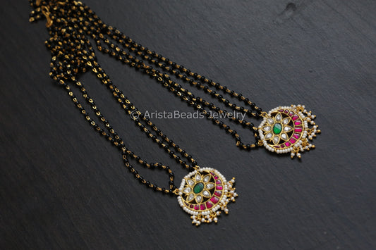 Jadau Kundan Black Bead Necklace