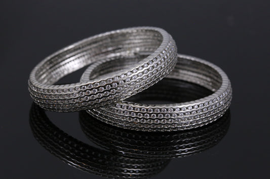 CZ Bangle Set in Silver Finish