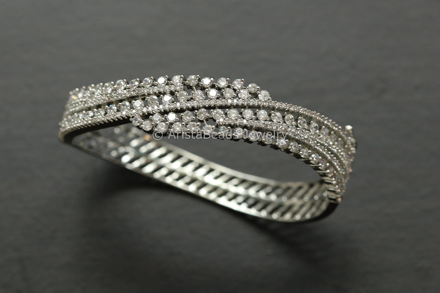 Premium Silver Finish Micro CZ Bangle (Openable)