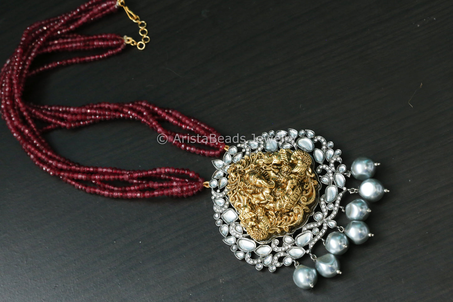 Victorian Kundan CZ Necklace - Red