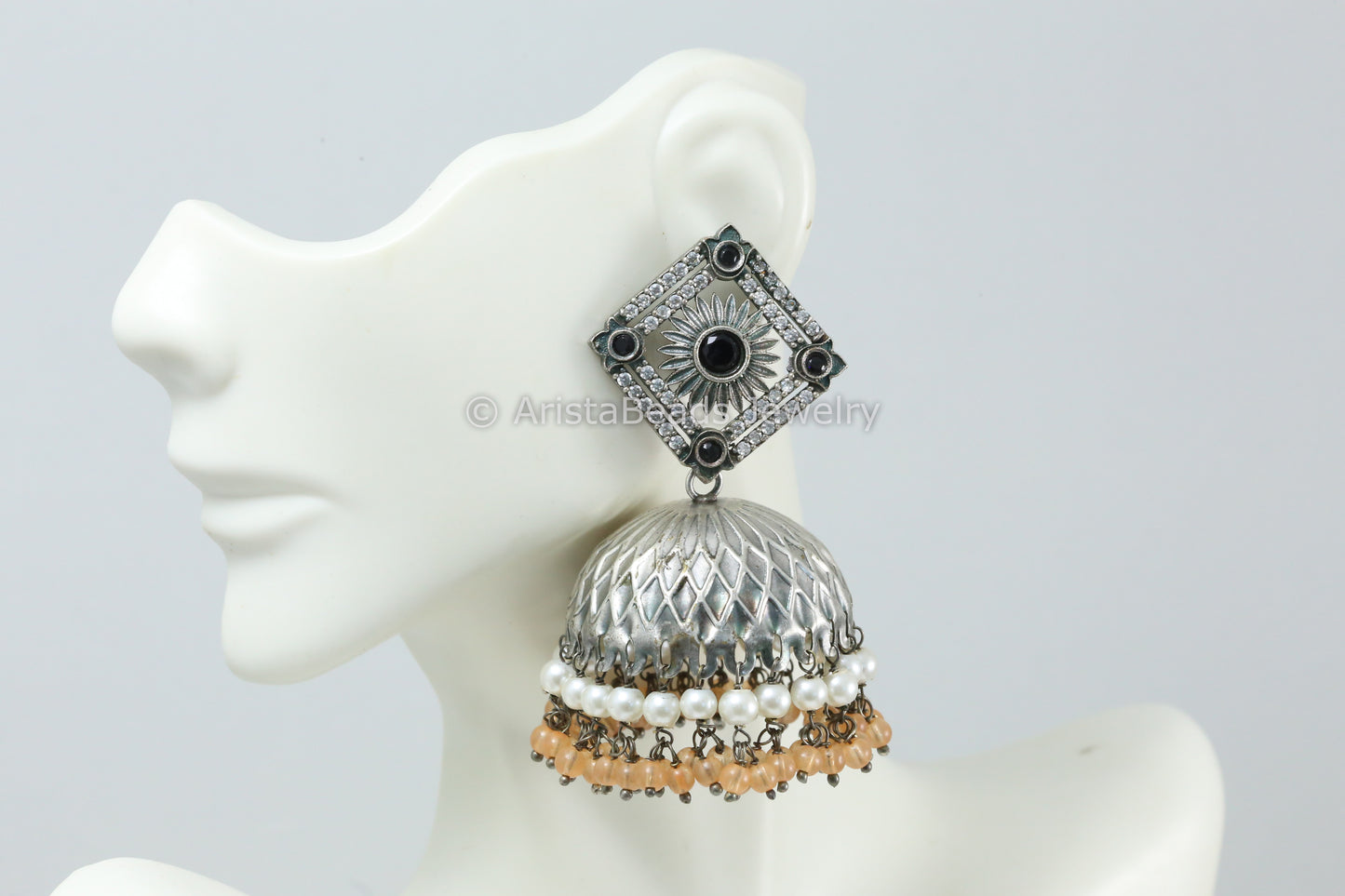 CZ Jhumka - Peach