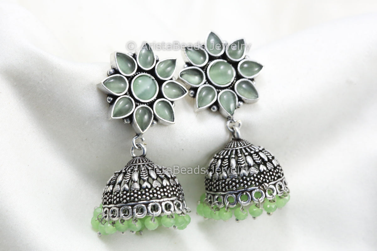 Oxidized Jhumka  - Mint