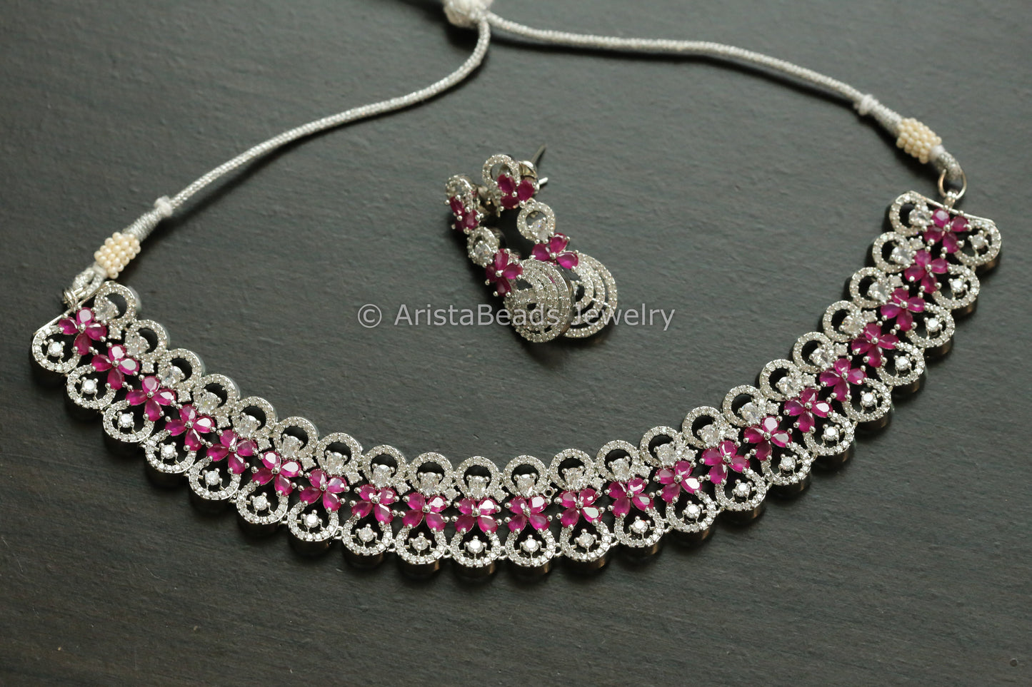 Premium Quality Ruby CZ  Necklace Set