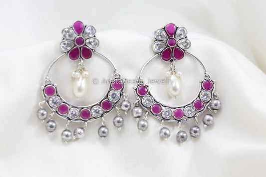 Ruby White Stone Chandbaali
