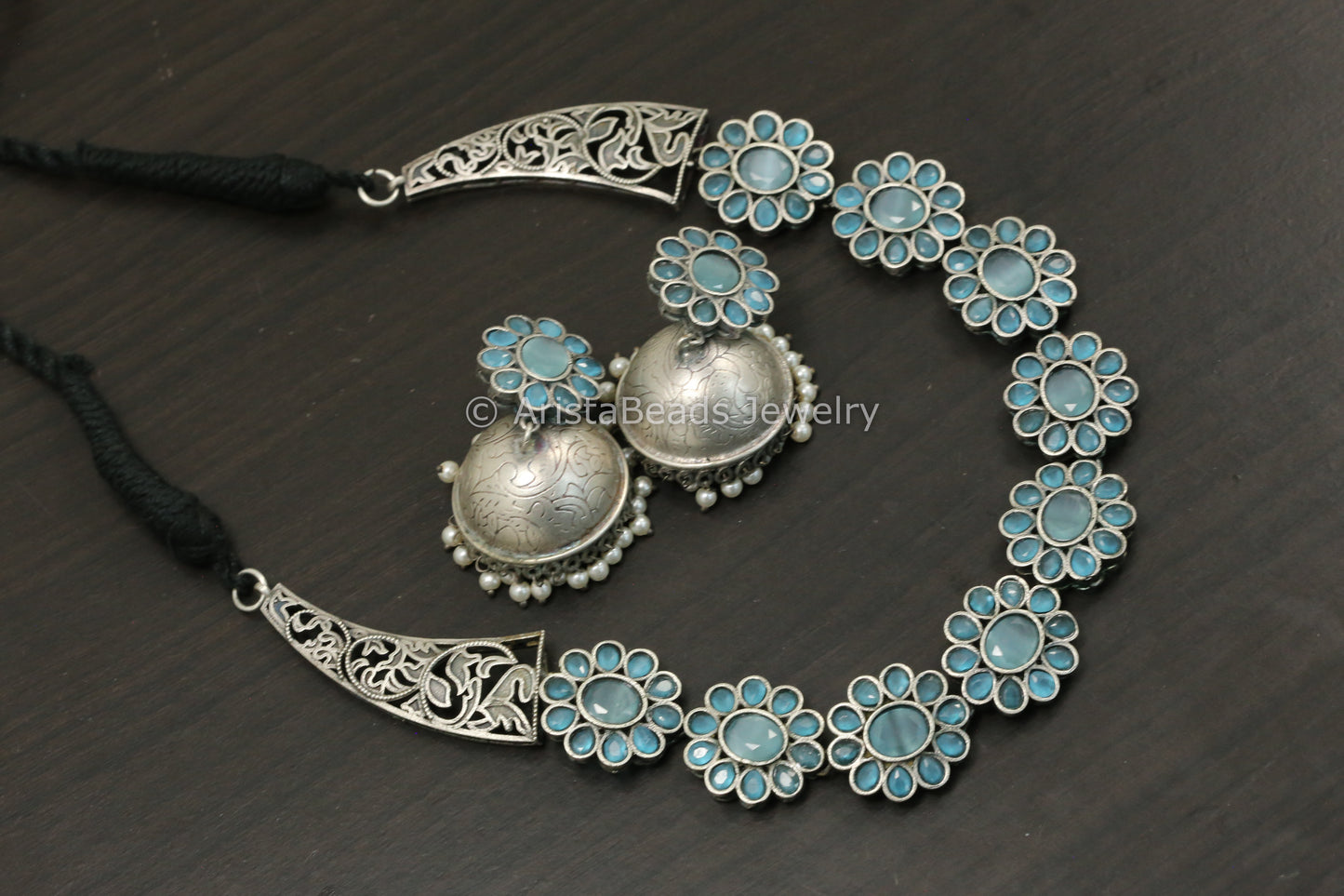 Blue AD Hasli Necklace Set