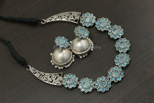 Blue AD Hasli Necklace Set