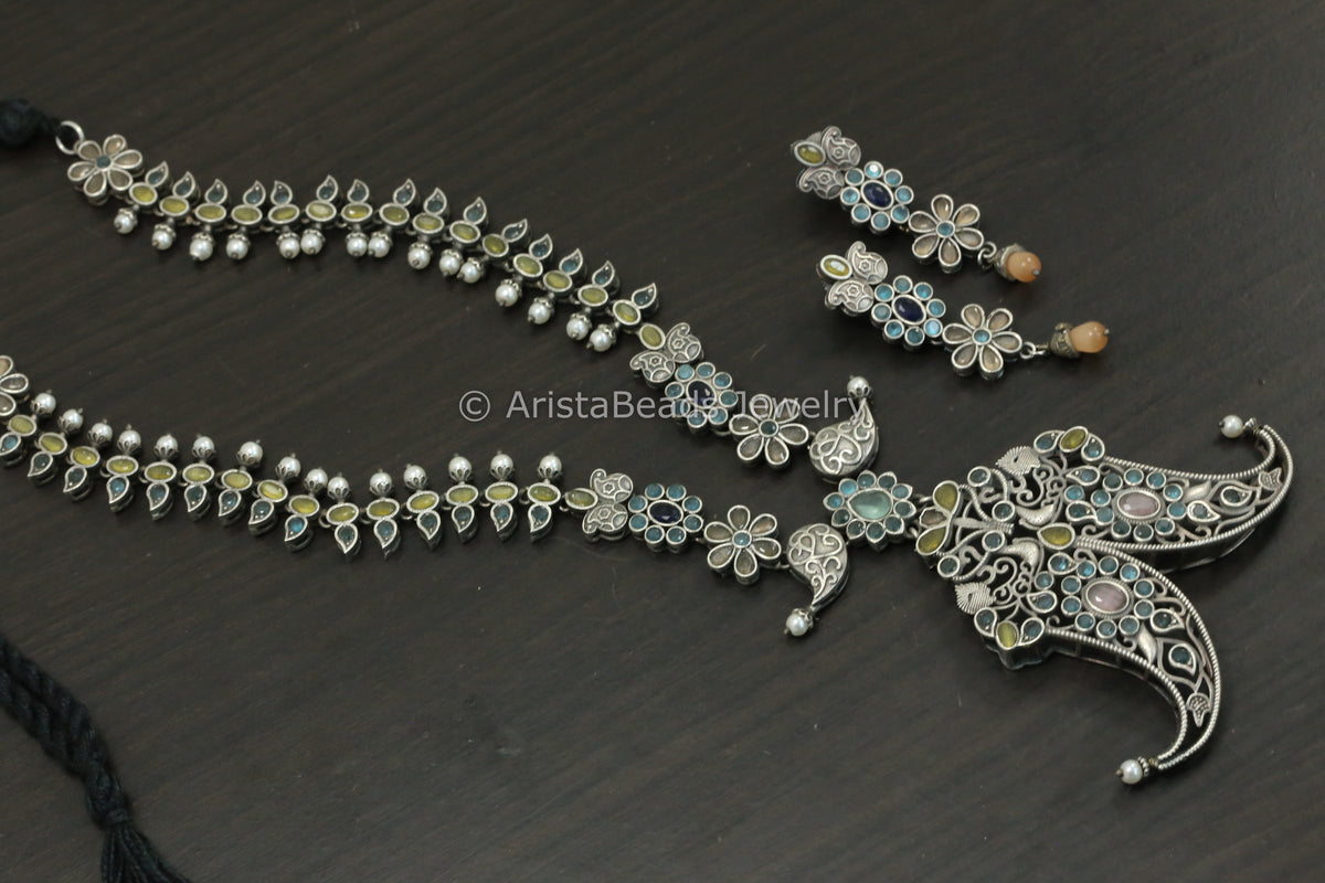 Multicolor AD Puligoru Claw Necklace Set