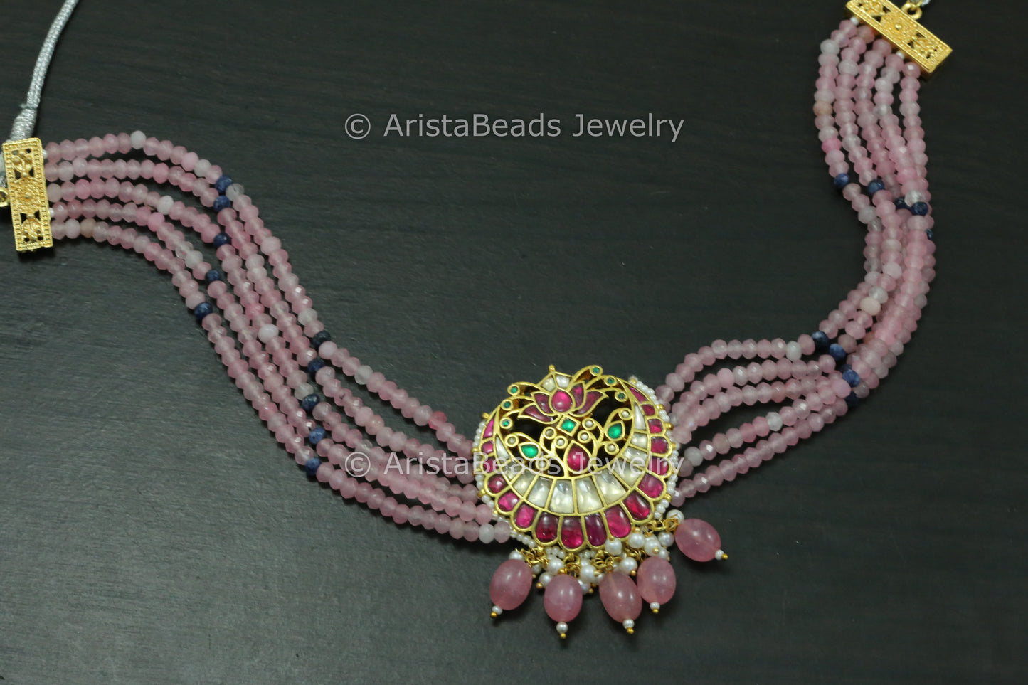 Pachi Kundan Necklace -Pink