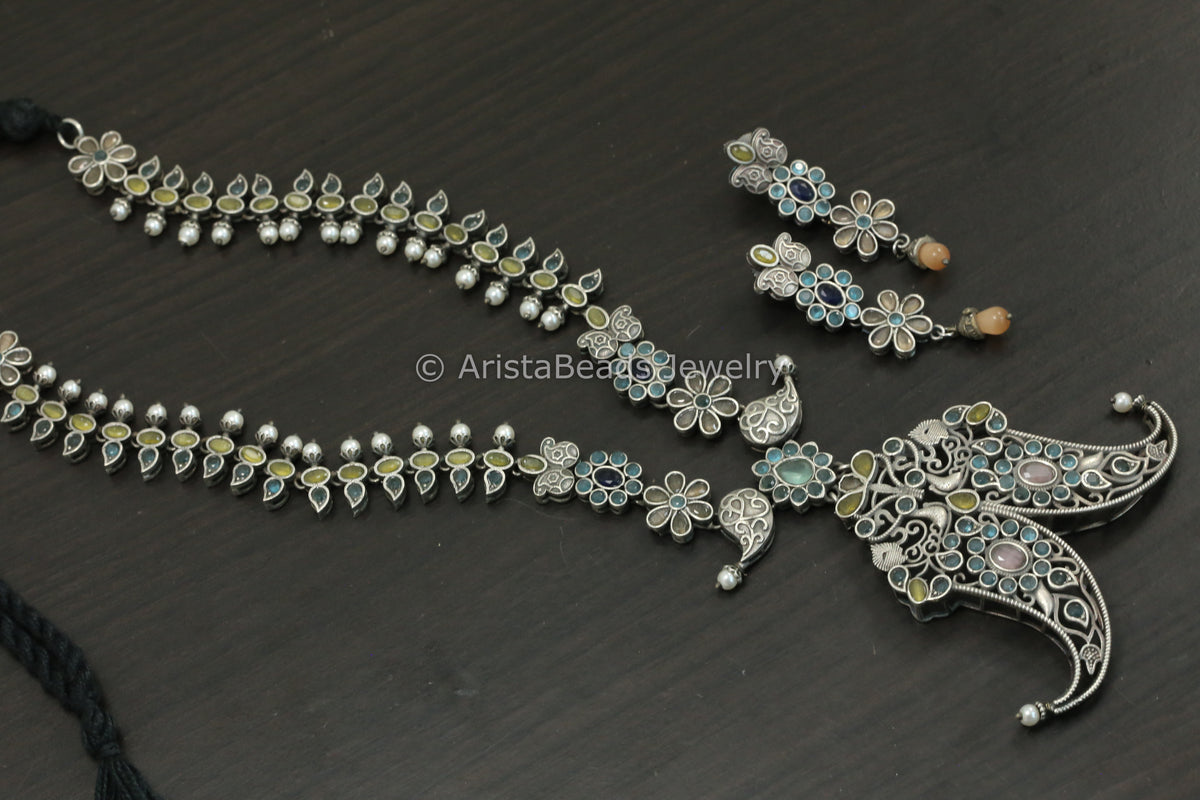Multicolor AD Puligoru Claw Necklace Set
