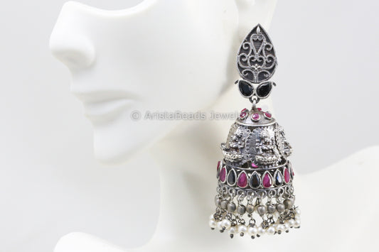 Lakshmi Jhumka - Black Ruby