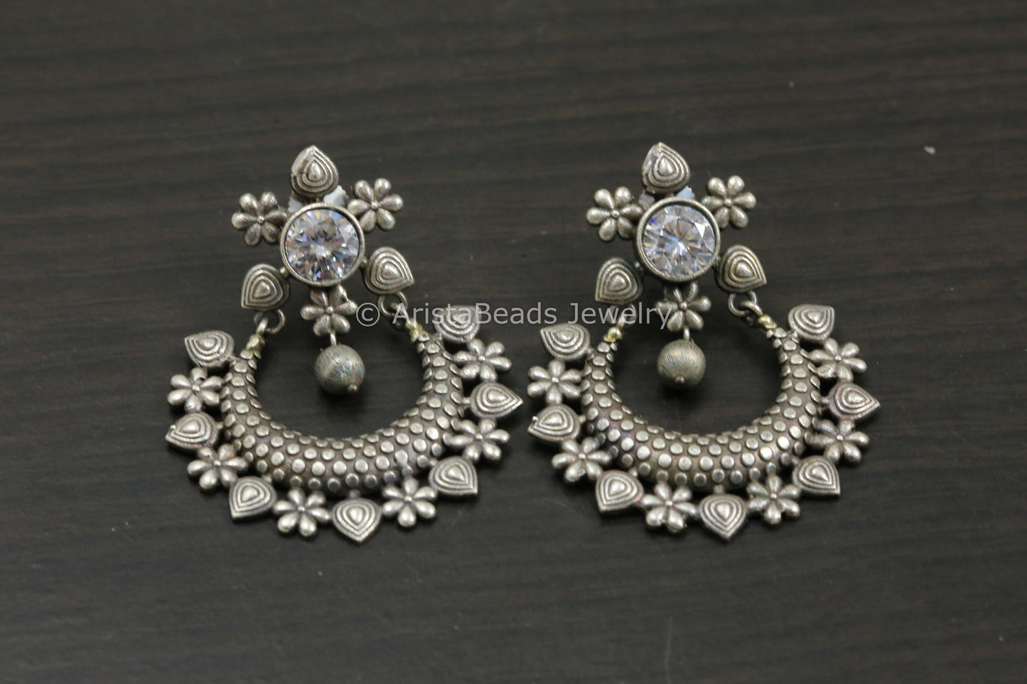 Silver Look Clear Chandbaali