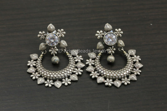 Silver Look Clear Chandbaali