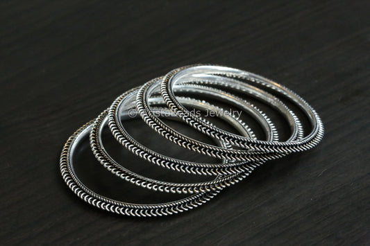 Silver Finish Bangles- Set of 5